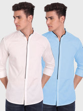 Mens Shoulder Piping Full Sleeve Shirt (Pack 2)